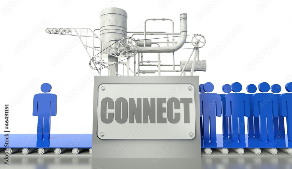 Connect concept with man and group of people Connect concept with man and group of people