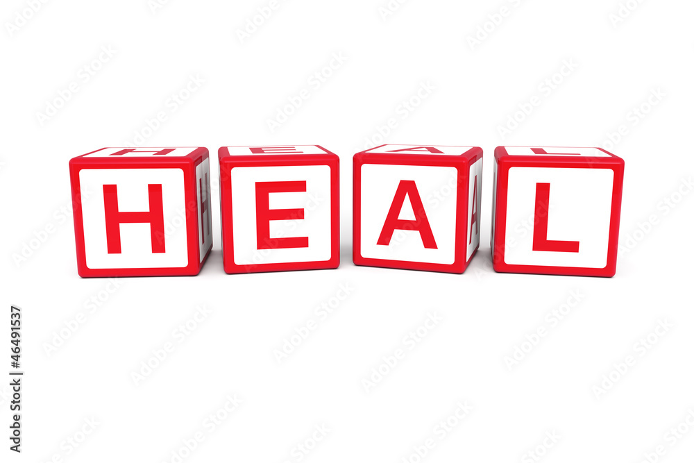 Heal on cubes 3d render illustration Heal on cubes 3d render illustration