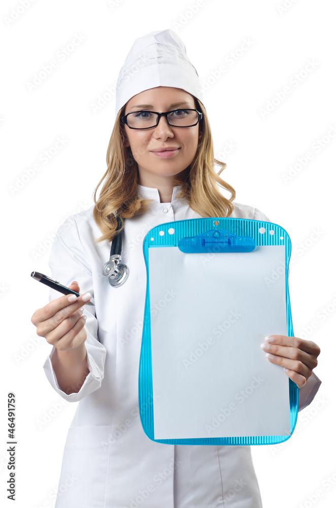 Woman doctor isolated on white Woman doctor isolated on white