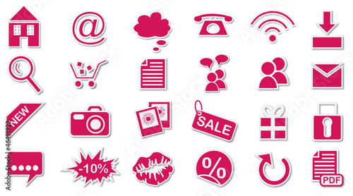 Icons pink Vektor Set