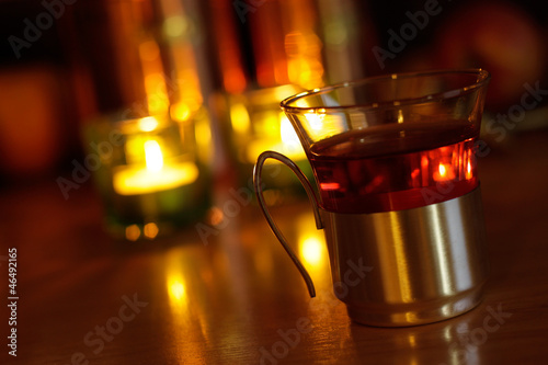 Christmas tea with candle lights