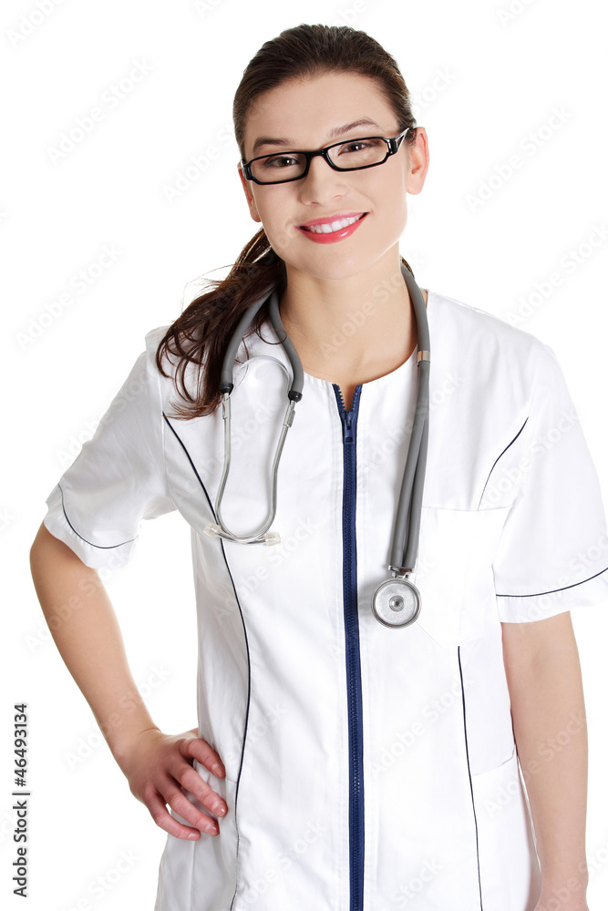 Smiling medical doctor or nurse. Smiling medical doctor or nurse.