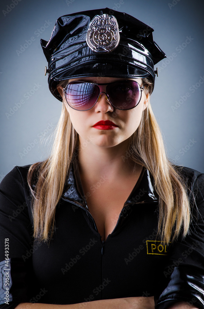 Attractive police office in dark room