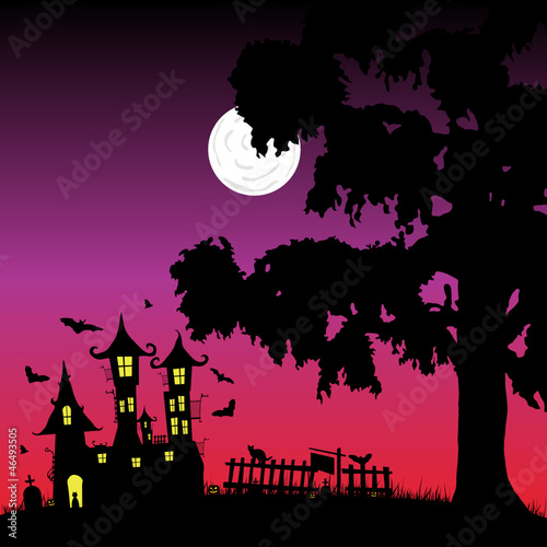 castle with bats vector part three