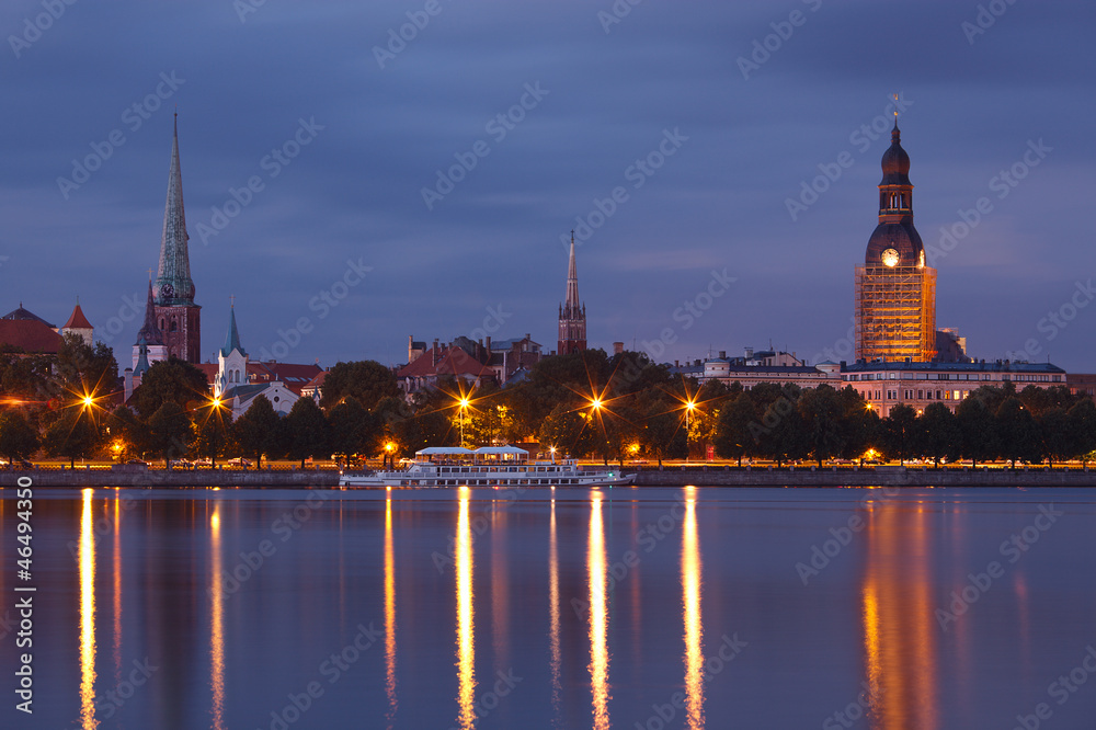 Night Riga cityscape Night Riga cityscape