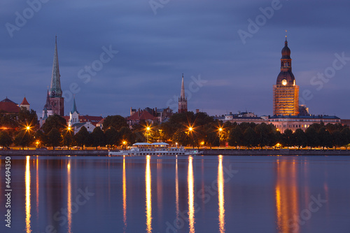 Night Riga cityscape