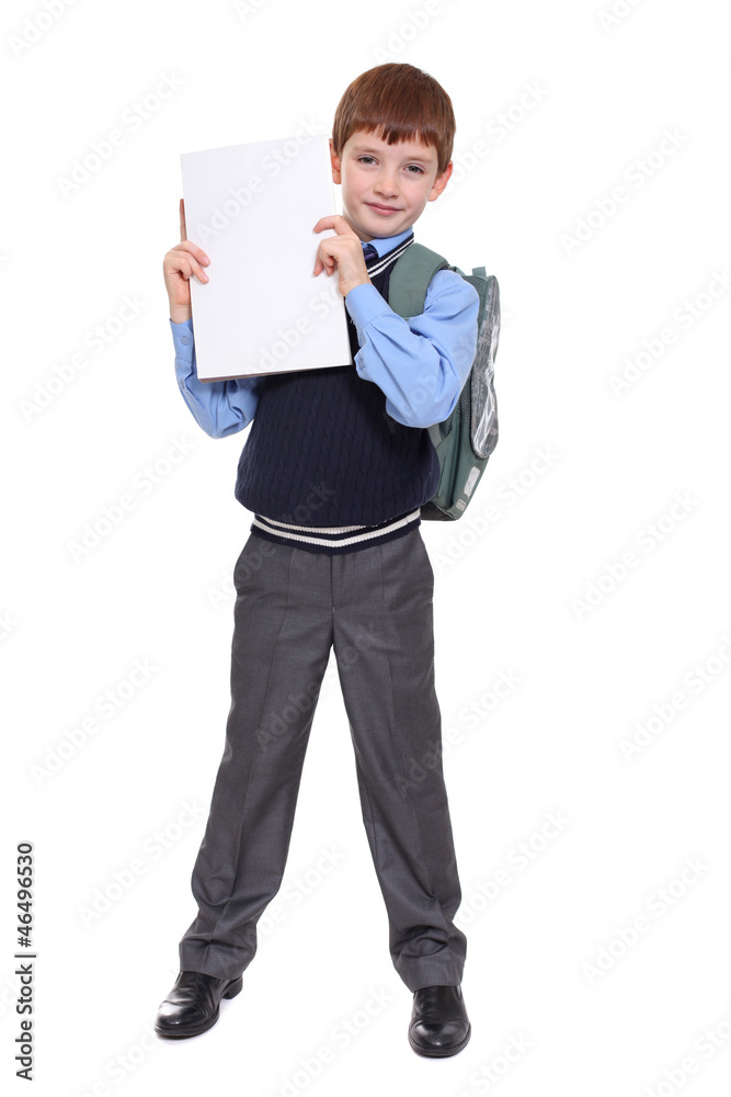 Full length portrait of a schoolboy isolated on white background Full length portrait of a schoolboy isolated on white background