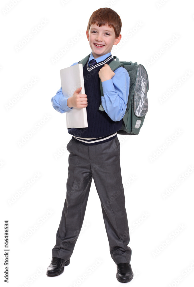 Full length portrait of a schoolboy isolated on white background Full length portrait of a schoolboy isolated on white background