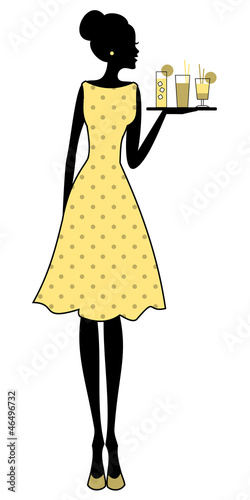Retro Girl with Refreshing Drinks