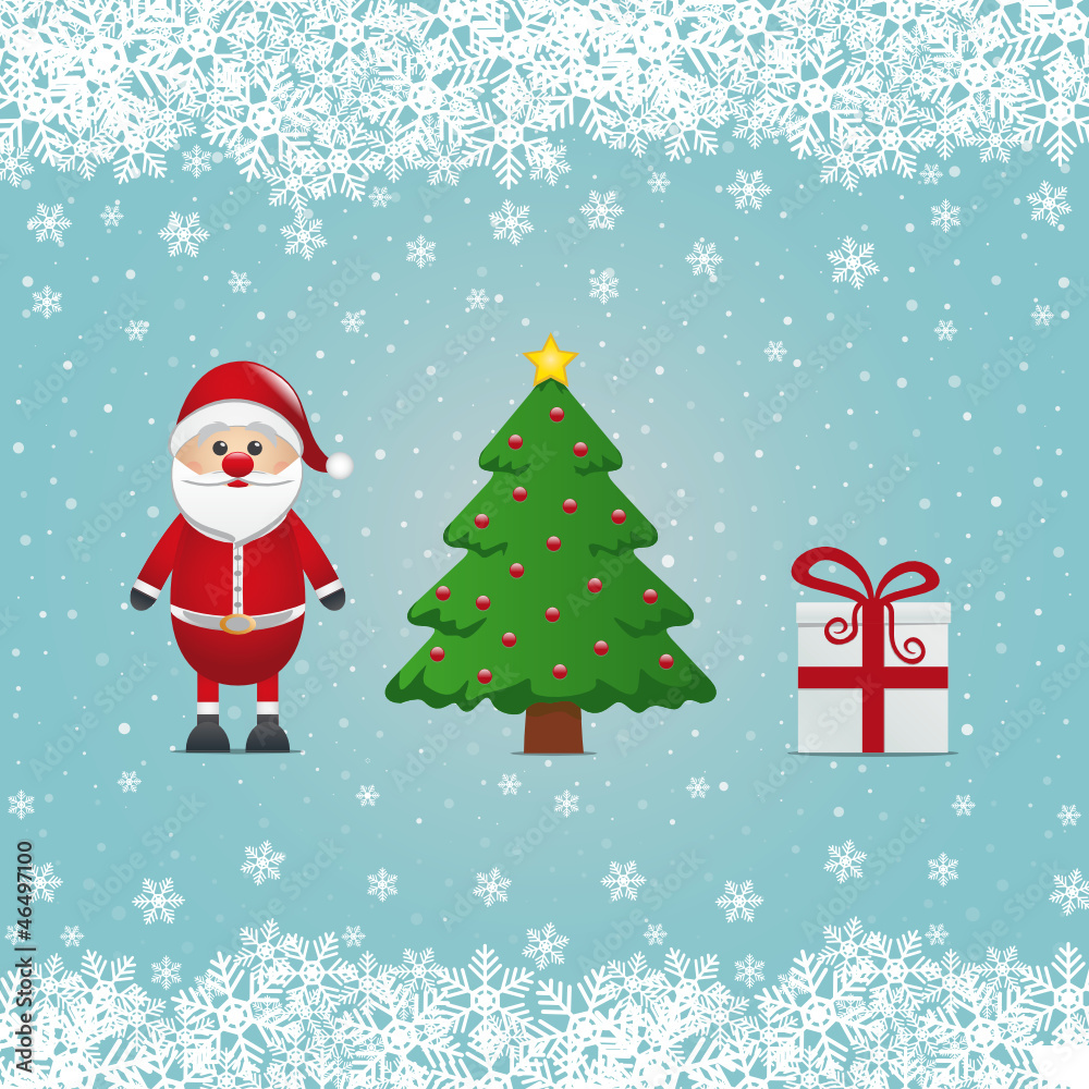 santa claus reindeer and christmas tree snowy santa claus reindeer and christmas tree snowy