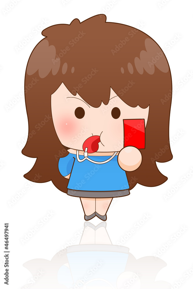 Portrait of an attractive young girl showing red card