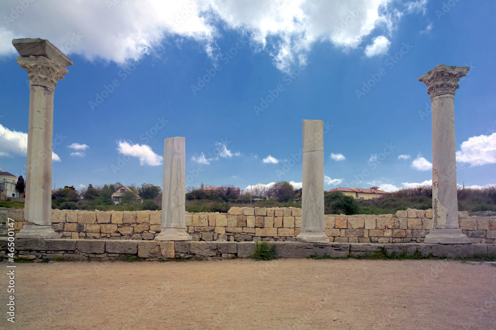 Ancient basilica columns of Creek colony Chersonesos Ancient basilica columns of Creek colony Chersonesos