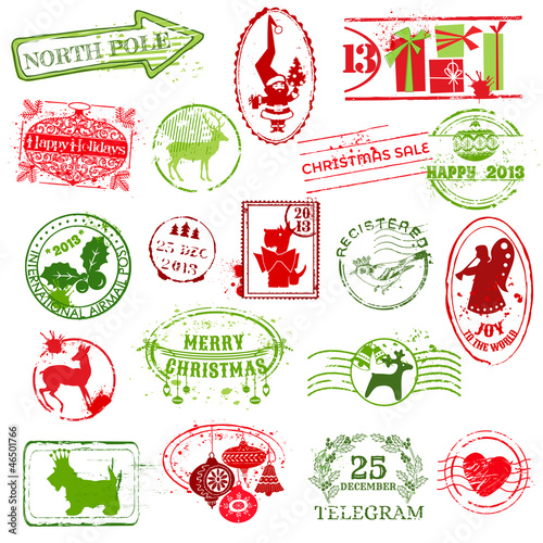 Christmas Stamp Collection -  for design, scrapbook, invitation