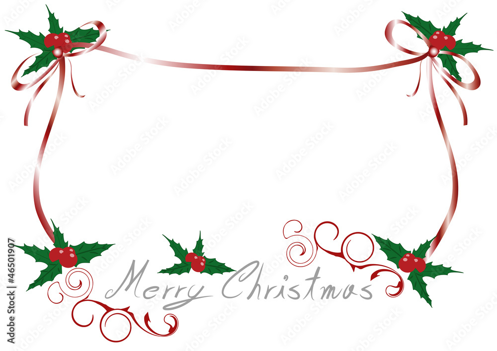 Naklejka premium Sfondo agrifoglio Merry Christmas