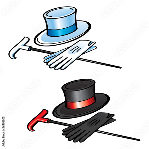 Top Hat Gloves and Cane elegant gentleman wear clothes