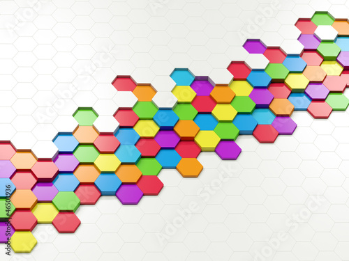 Abstract Colorful Hexagons