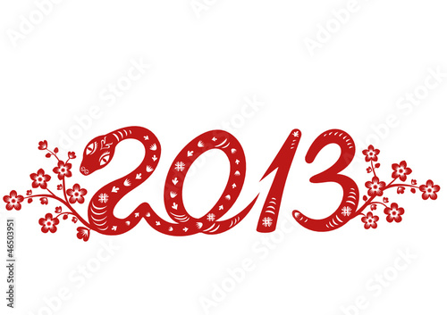 Snake year 2013. Chinese zodiac symbol.