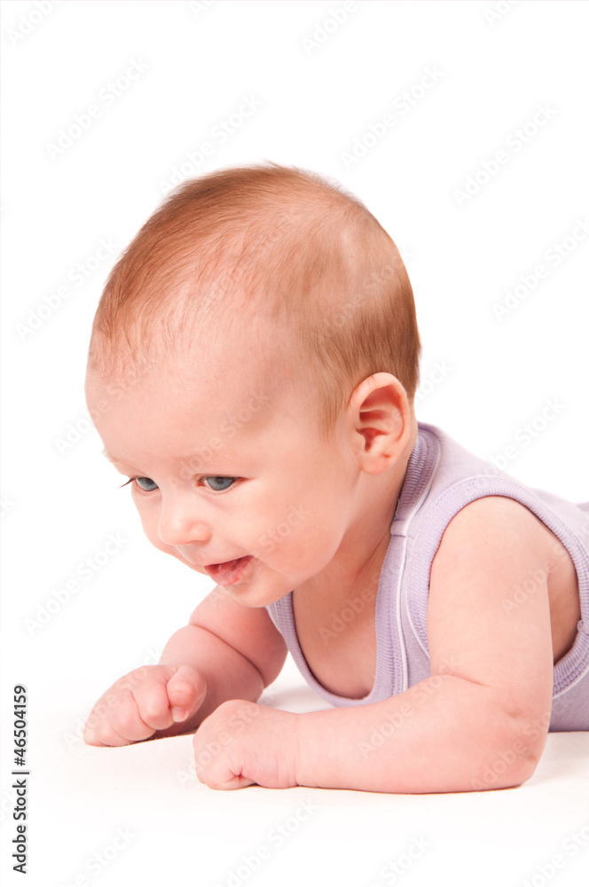 Cute baby portrait isolated on white background
