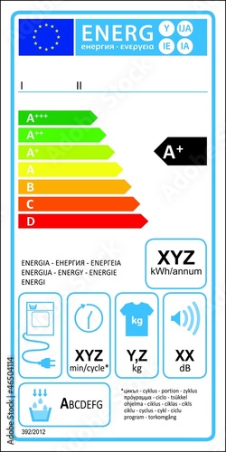 Tumbledryer condensation new energy rating label in vector.