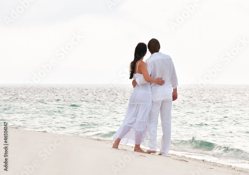 Picture of romantic young couple on the sea shore