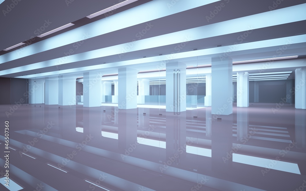 Fototapeta premium abstract interior mall with classical columns and stairs