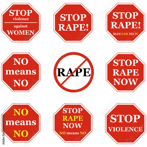 STOP Rape and Violence Against Women sign.