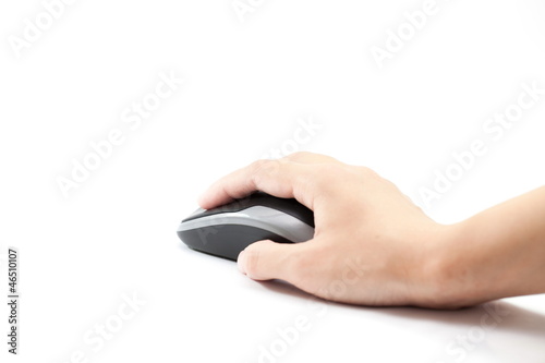 Closeup of a female's hand usiing a computer mouse