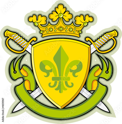 Heraldic shield ribbons crown  and sword