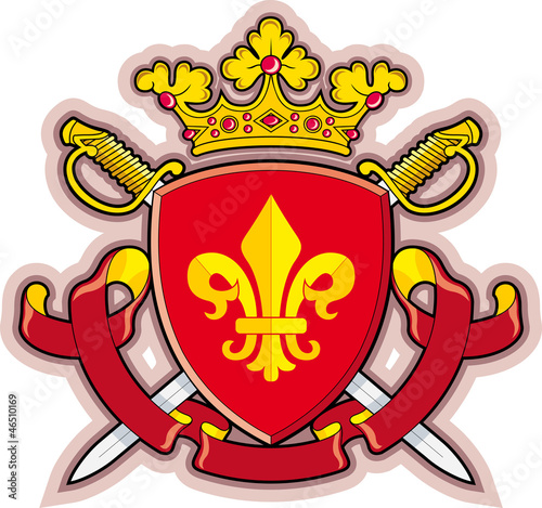 Heraldic shield ribbons crown  and sword