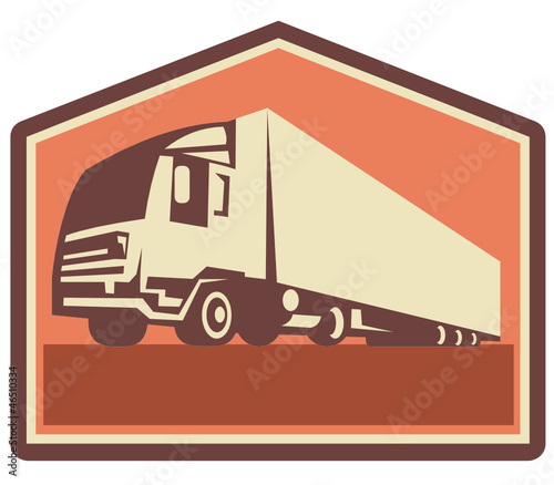 Container Truck and Trailer Flames Retro