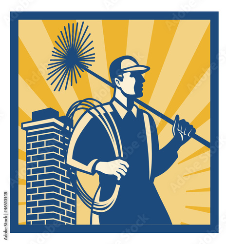 Chimney Sweeper Cleaner Worker Retro