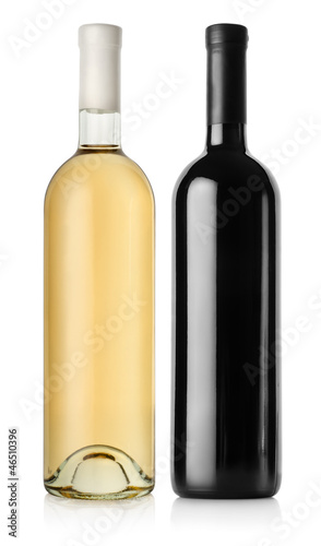 Bottle of red wine and white wine