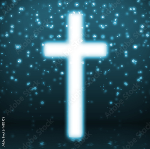 Cross on blue background