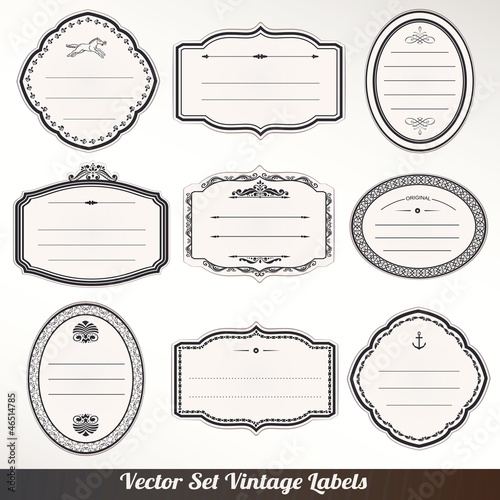 Vector frame labels set ornamental vintage decoration photo