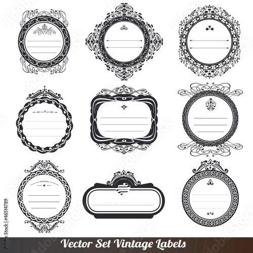 Vector frame labels set ornamental vintage decoration photo