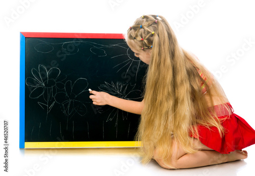 cute little girl with a board photo