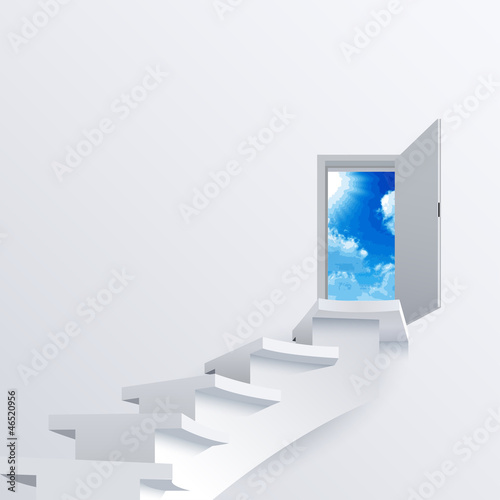 White way, path to a door on background