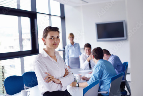 Free Download business woman with her staff in background at office - GFXLoad