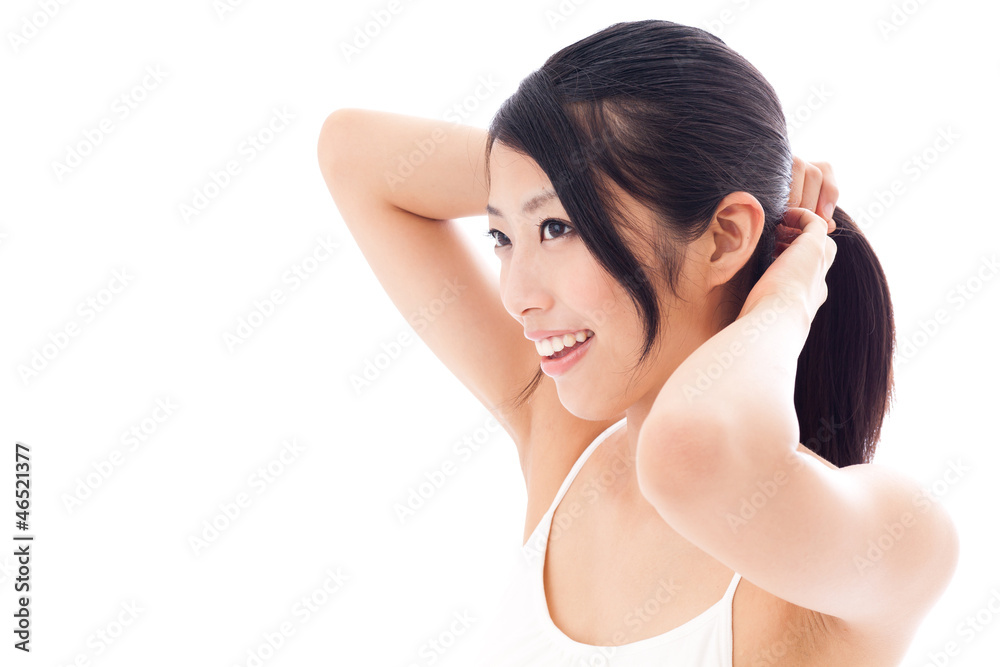 beauty image of attractive asian woman on white background beauty image of attractive asian woman on white background