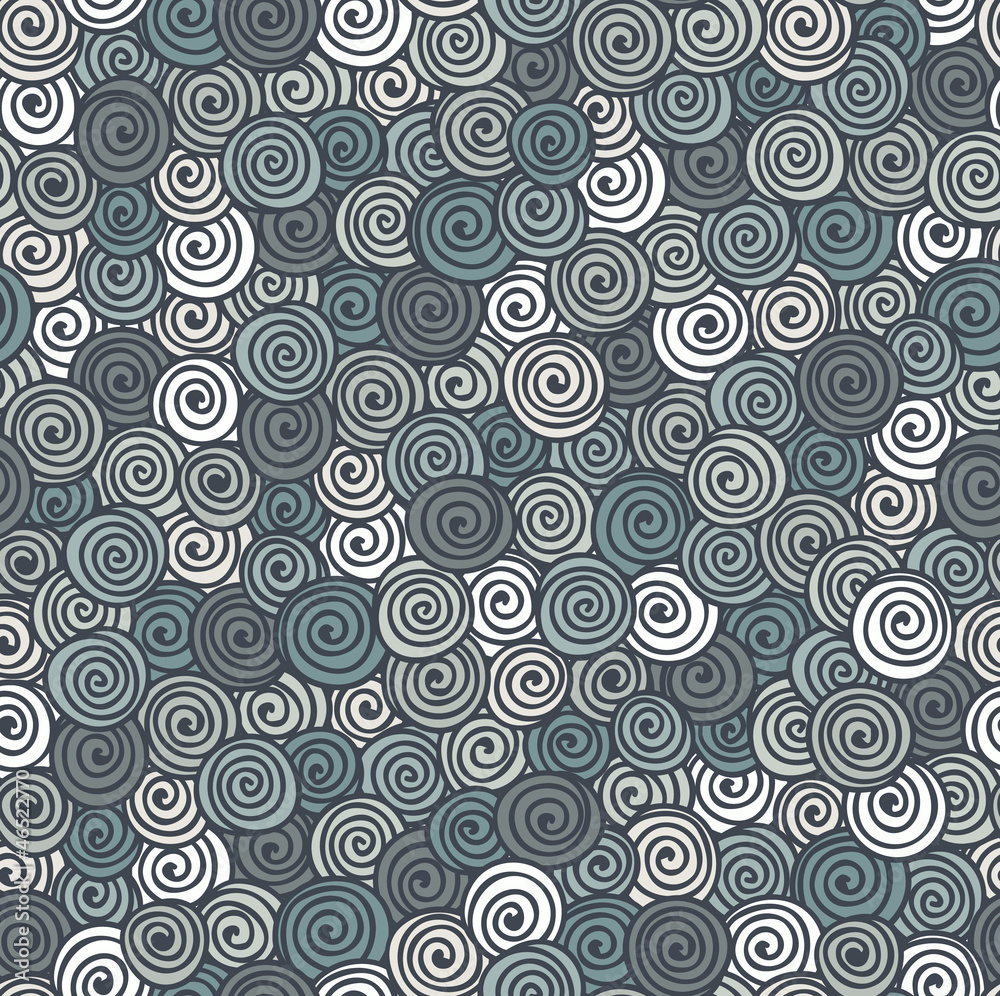 Seamless abstract hand-drawn pattern with spirals. Vector