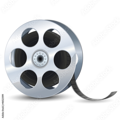 vector illustration of film reel against white