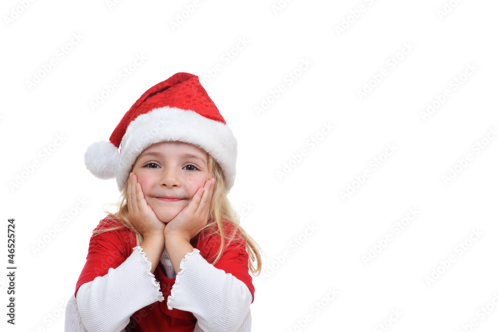 girl in santa cap girl in santa cap