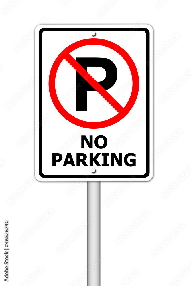 No parking sign on white