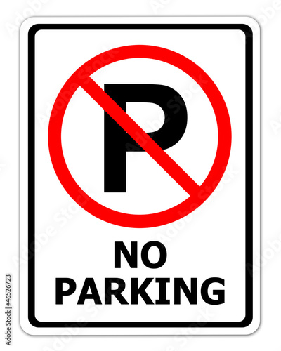 No parking sign on white