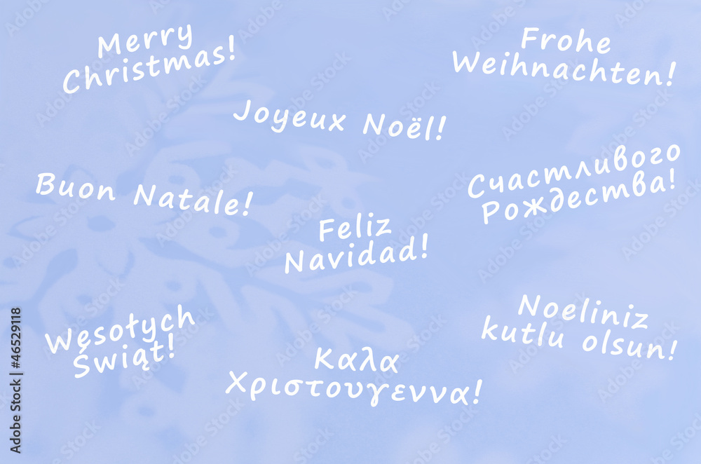 Weihnachtskarte Frohe Weihnachten in verschiedenen Sprachen Stock Illustration Adobe Stock
