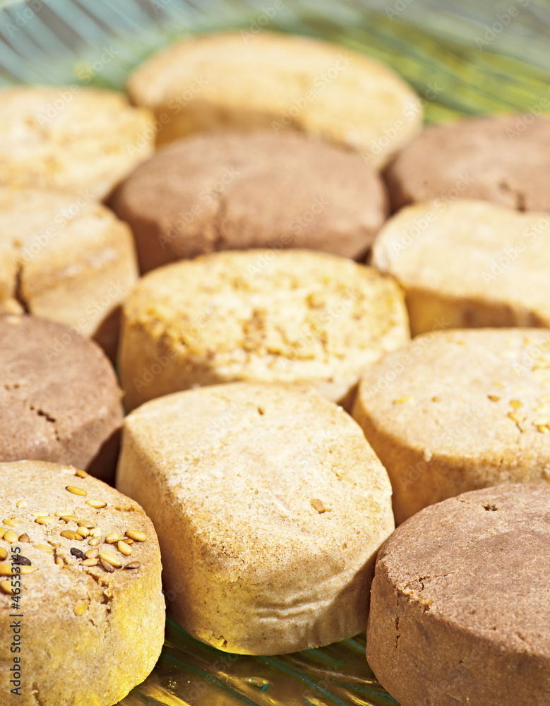 almond shortbread, in Christmas party tray almond shortbread, in Christmas party tray