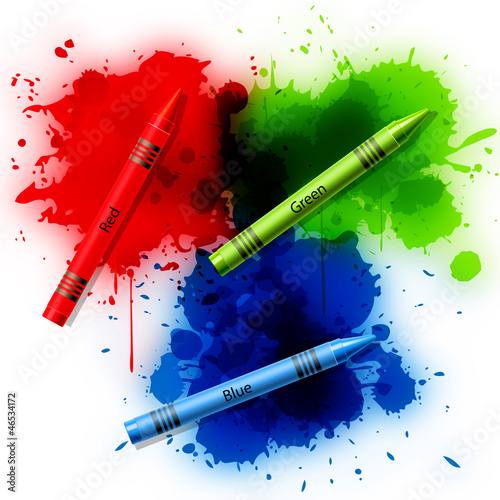 RGB Wachsmalstifte Papier Aquarell Red Green Blue