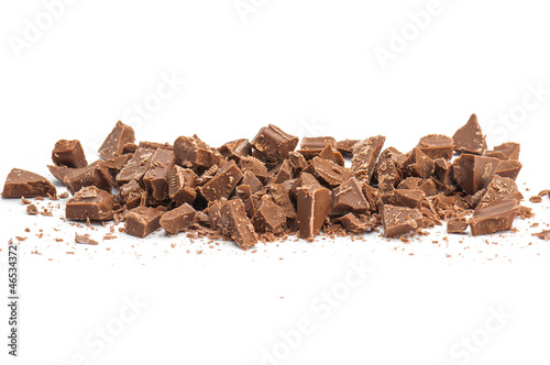 Grated chocolate isolated on white background