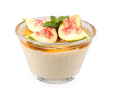 honey mousse with figs and marsala wine with clipping path