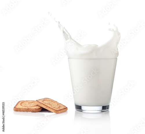 Splash of milk with various grain biscuits